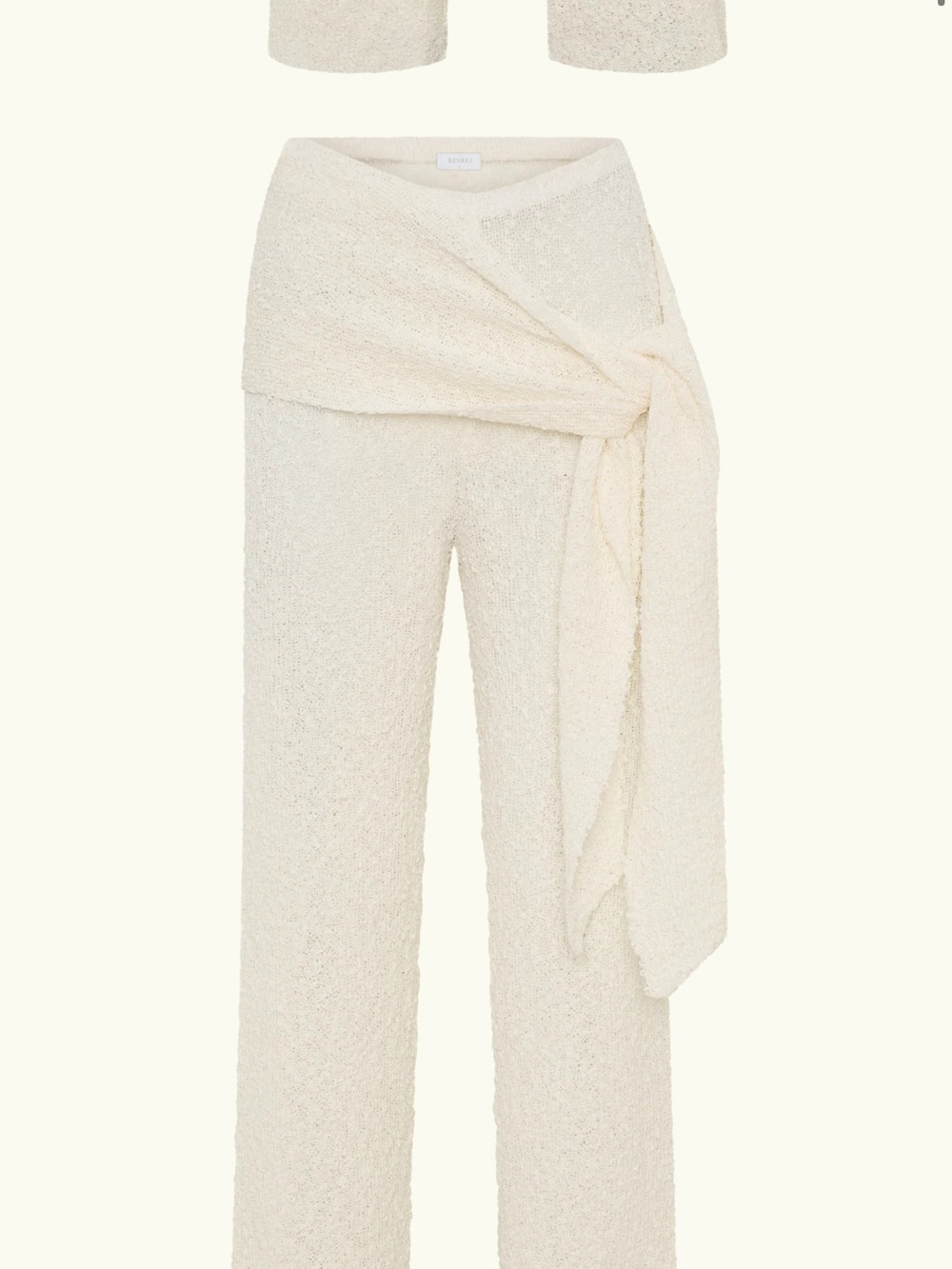 Meshki Cream Wrap-Detail Wide Leg Pants